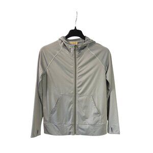 Kate Kasin Gray Full Zip Hoodie Thumbholes Womens Size S
